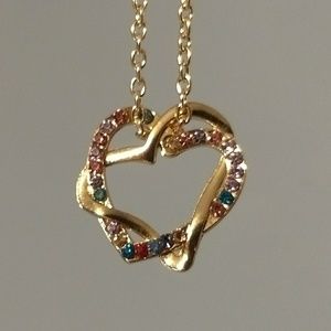 Jewelry - DOUBLE HEART NECKLACE - rhinestone jewelry love Jewelry - DOUBLE HEART NECKLACE - rhinestone jewelry love